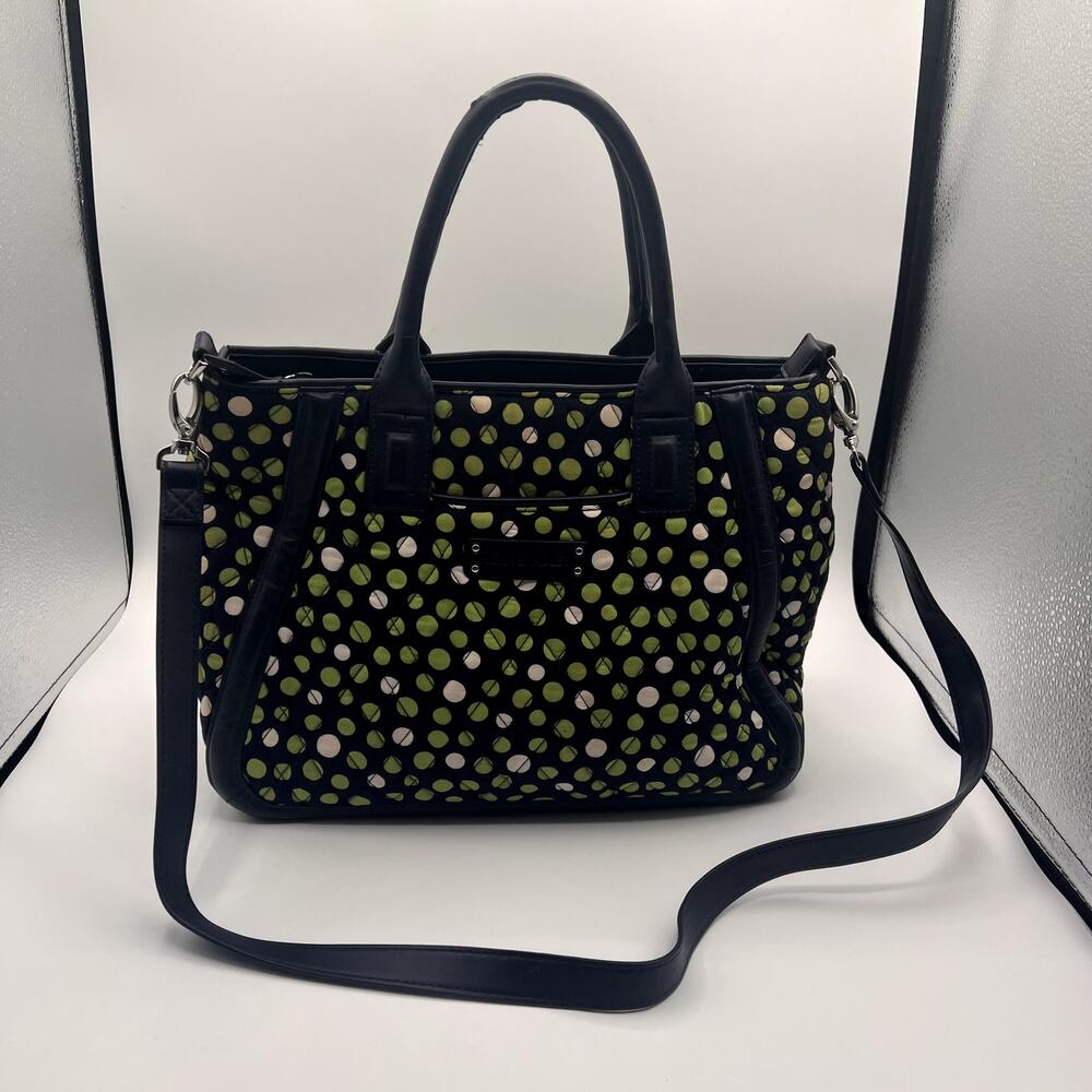 VERA BRADLEY Trapeze Lucky Dot Navy Quilted Background Tote Bag